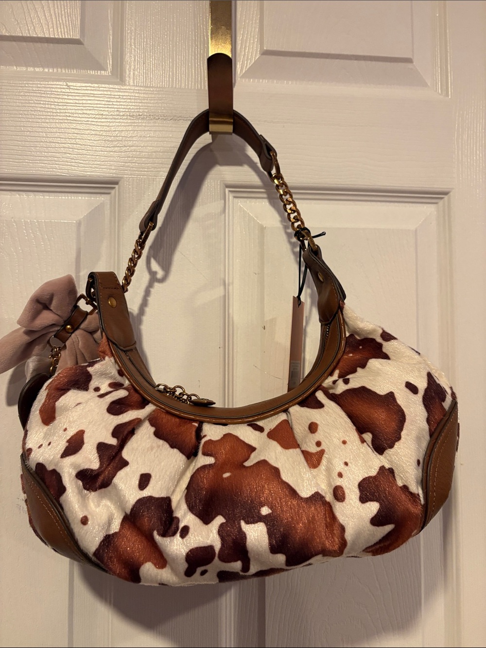 BNWT Viral Rare Juicy Couture Brown & White Cowhide Print Hobo Bag - Picture 8 of 8